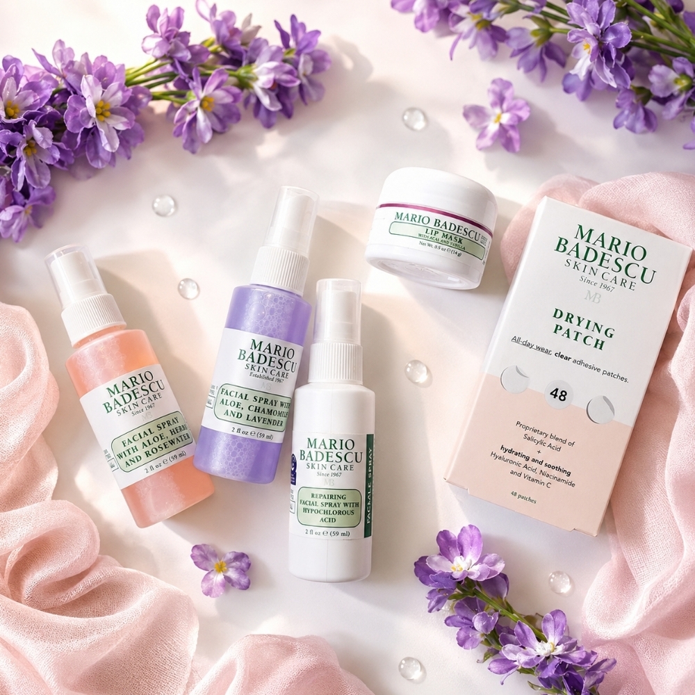 Mario Badescu Skincare Women Men 5pc Selfcare Facial Spray Patch Lip Skincare
